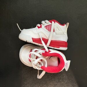 Jordan 4 Retro Toddler White/Red Sneakers Size 5C